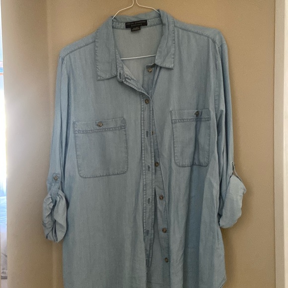 Sanctuary Tops Xxl Light Denim Button Down Womens Shirt Poshmark